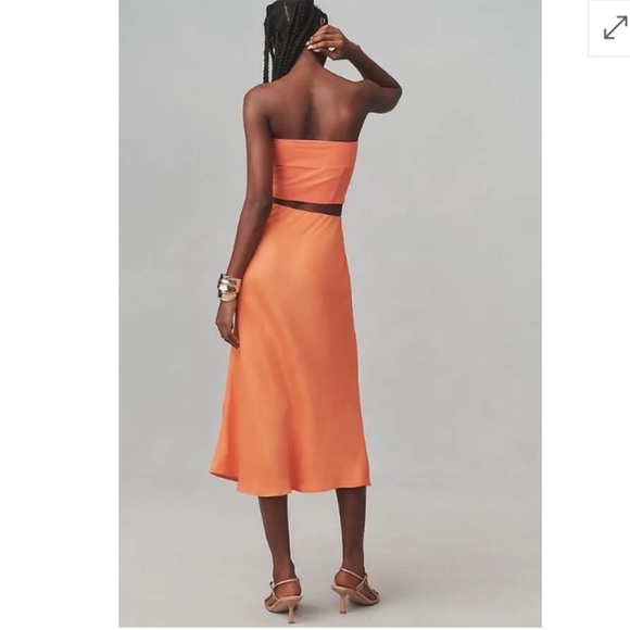 ANTHROPOLOGIE  Tilda Midi Slip Skirt - Orange size 2x - Picture 4 of 9